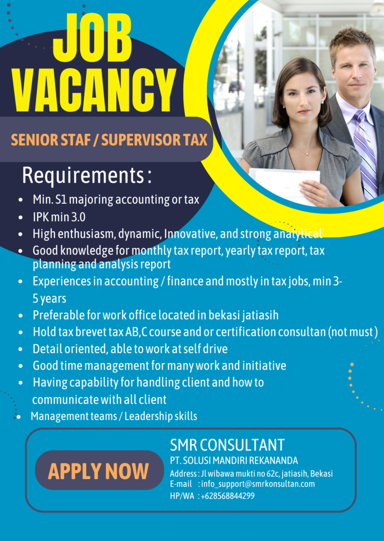 WE’RE HIRING! SENIOR STAF/ SUPERVISOR TAX